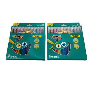 2 Pack Bic Kids Ultra Washable Coloring Markers New In Box 20 Markers Total